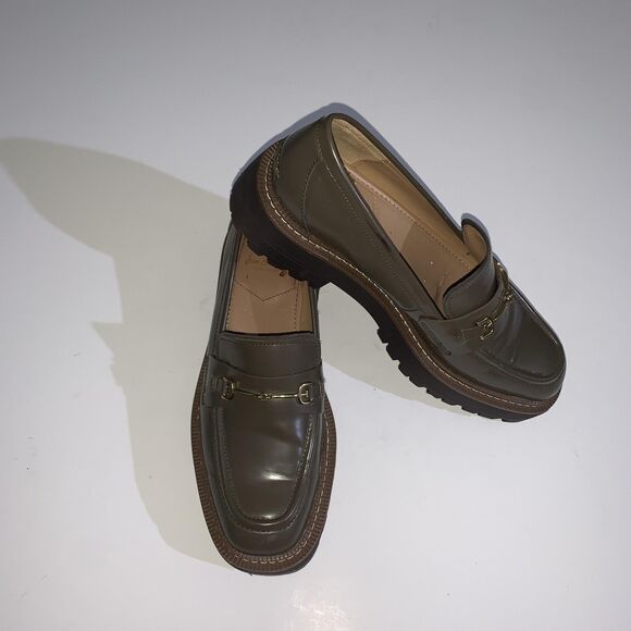 Sam Edelman Shoes Womens Size 8.5 Patent Leather Loafers Lug Sole Horsebit - Picture 1 of 9